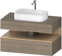 Duravit Qatego Meuble sous-lavabo sur console, 1 tiroir, 1 tiroir, découpe au centre, 1000x550x600mm, niche en chêne naturel, QA4731030350010, Couleur: ChÃªne Terra/avec Ã©clairage de niche
