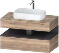 Duravit Qatego Meuble sous-lavabo sur console, 1 tiroir, 1 tiroir, découpe au centre, 1000x550x600mm, niche graphite mat, QA4731049550010, Couleur: ChÃªne marbrÃ©/avec Ã©clairage de niche