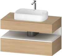 Duravit Qatego Meuble sous-lavabo sur console, 1 tiroir, 1 tiroir, découpe au centre, 1000x550x600mm, niche blanc supermat, QA4731084300000, Couleur: Chêne Nature