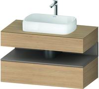 Duravit Qatego Meuble sous-lavabo sur console, 1 tiroir, 1 tiroir, découpe au centre, 1000x550x600mm, niche basalte mat, QA4731043300000, Couleur: Chêne Nature