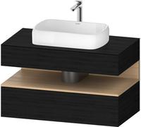 Duravit Qatego Meuble sous-lavabo sur console, 1 tiroir, 1 tiroir, découpe au centre, 1000x550x600mm, niche en chêne naturel, QA4731030160000, Couleur: Chêne Noir