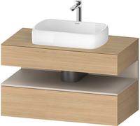 Duravit Qatego Meuble sous-lavabo sur console, 1 tiroir, 1 tiroir, découpe au centre, 1000x550x600mm, niche taupe mat, QA4731091300000, Couleur: Chêne Nature