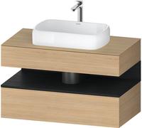 Duravit Qatego Meuble sous-lavabo sur console, 1 tiroir, 1 tiroir, découpe au centre, 1000x550x600mm, niche chêne noir, QA4731016300000, Couleur: Chêne Nature