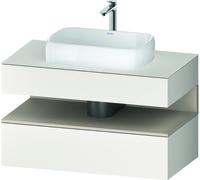 Duravit Qatego Meuble sous-lavabo sur console, 1 tiroir, 1 tiroir, découpe au centre, 1000x550x600mm, niche Taupe Supermatt, QA4731083840000, Couleur: Blanc Supermatt