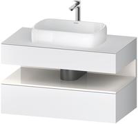 Duravit Qatego Meuble sous-lavabo sur console, 1 tiroir, 1 tiroir, découpe au centre, 1000x550x600mm, niche blanc brillant, QA4731022180000, Couleur: Blanc Mat