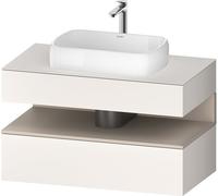 Duravit Qatego Meuble sous-lavabo sur console, 1 tiroir, 1 tiroir, découpe au centre, 1000x550x600mm, niche taupe mat, QA4731091840000, Couleur: Blanc Supermatt