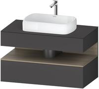 Duravit Qatego Meuble sous-lavabo sur console, 1 tiroir, 1 tiroir, découpe au centre, 1000x550x600mm, niche chêne terra, QA4731035490000, Couleur: Graphite mat