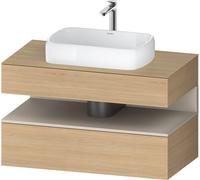 Duravit Qatego Meuble sous-lavabo sur console, 1 tiroir, 1 tiroir, découpe au centre, 1000x550x600mm, niche Taupe Supermatt, QA4731083300000, Couleur: Chêne Nature