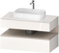 Duravit Qatego Meuble sous-lavabo sur console, 1 tiroir, 1 tiroir, découpe au centre, 1000x550x600mm, niche taupe mat, QA4731091220000, Couleur: Blanc brillant