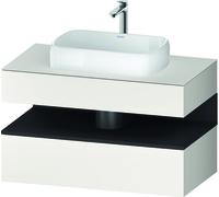 Duravit Qatego Meuble sous-lavabo sur console, 1 tiroir, 1 tiroir, découpe au centre, 1000x550x600mm, niche graphite supermat, QA4731080840010, Couleur: Blanc supermat/avec Ã©clairage de niche