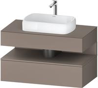 Duravit Qatego Meuble sous-lavabo sur console, 1 tiroir, 1 tiroir, découpe au centre, 1000x550x600mm, niche basalte mat, QA4731043430010, Couleur: basalte mat/avec éclairage de niche