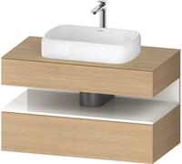 Duravit Qatego Meuble sous-lavabo sur console, 1 tiroir, 1 tiroir, découpe au centre, 1000x550x600mm, niche blanc brillant, QA4731022300000, Couleur: Chêne Nature