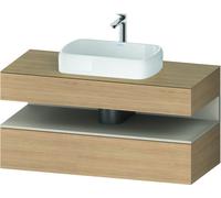 Duravit Qatego Meuble sous-lavabo sur console, 1 tiroir, 1 tiroir, découpe au centre, 1200x550x600mm, niche Taupe Supermatt, QA4732083300000, Couleur: Chêne Nature