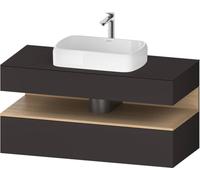 Duravit Qatego Meuble sous-lavabo sur console, 1 tiroir, 1 tiroir, découpe au centre, 1200x550x600mm, niche en chêne naturel, QA4732030800010, Couleur: Graphite supermat/avec éclairage de niche