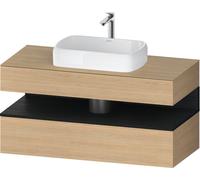 Duravit Qatego Meuble sous-lavabo sur console, 1 tiroir, 1 tiroir, découpe au centre, 1200x550x600mm, niche chêne noir, QA4732016300000, Couleur: Chêne Nature