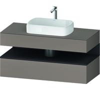 Duravit Qatego Meuble sous-lavabo sur console, 1 tiroir, 1 tiroir, découpe au centre, 1200x550x600mm, niche graphite supermat, QA4732080430010, Couleur: basalte mat/avec éclairage de niche