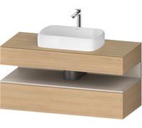 Duravit Qatego Meuble sous-lavabo sur console, 1 tiroir, 1 tiroir, découpe au centre, 1200x550x600mm, niche taupe mat, QA4732091300000, Couleur: Chêne Nature