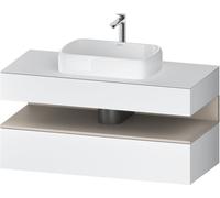 Duravit Qatego Meuble sous-lavabo sur console, 1 tiroir, 1 tiroir, découpe au centre, 1200x550x600mm, niche taupe mat, QA4732091180000, Couleur: Blanc Mat