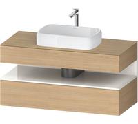 Duravit Qatego Meuble sous-lavabo sur console, 1 tiroir, 1 tiroir, découpe au centre, 1200x550x600mm, niche blanc brillant, QA4732022300000, Couleur: Chêne Nature