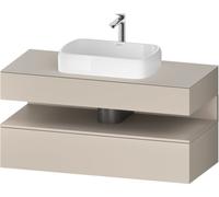 Duravit Qatego Meuble sous-lavabo sur console, 1 tiroir, 1 tiroir, découpe au centre, 1200x550x600mm, niche taupe mat, QA4732091830010, Couleur: Taupe Supermatt/avec éclairage de niche