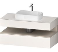 Duravit Qatego Meuble sous-lavabo sur console, 1 tiroir, 1 tiroir, découpe au centre, 1200x550x600mm, niche Taupe Supermatt, QA4732083840010, Couleur: Blanc supermat/avec éclairage de niche
