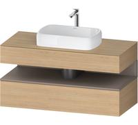 Duravit Qatego Meuble sous-lavabo sur console, 1 tiroir, 1 tiroir, découpe au centre, 1200x550x600mm, niche basalte mat, QA4732043300000, Couleur: Chêne Nature