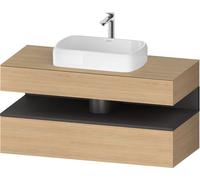 Duravit Qatego Meuble sous-lavabo sur console, 1 tiroir, 1 tiroir, découpe au centre, 1200x550x600mm, niche graphite mat, QA4732049300000, Couleur: Chêne Nature