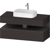 Duravit Qatego Meuble sous-lavabo sur console, 1 tiroir, 1 tiroir, découpe au centre, 1200x550x600mm, niche graphite mat, QA4732049800010, Couleur: Graphite supermat/avec éclairage de niche