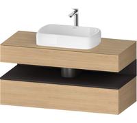 Duravit Qatego Meuble sous-lavabo sur console, 1 tiroir, 1 tiroir, découpe au centre, 1200x550x600mm, niche graphite supermat, QA4732080300000, Couleur: Chêne Nature