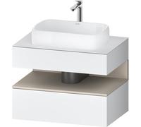 Duravit Qatego Meuble sous-lavabo sur console, 1 tiroir, 1 tiroir, découpe au centre, 800x550x600mm, niche Taupe Supermatt, QA4730083180000, Couleur: Blanc Mat