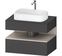 Duravit Qatego Meuble sous-lavabo sur console, 1 tiroir, 1 tiroir, découpe au centre, 800x550x600mm, niche taupe mat, QA4730091490010, Couleur: Graphite mat/avec éclairage de niche