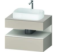 Duravit Qatego Meuble sous-lavabo sur console, 1 tiroir, 1 tiroir, découpe au centre, 800x550x600mm, niche blanc supermat, QA4730084910010, Couleur: Taupe mat/avec éclairage de niche