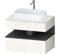 Duravit Qatego Meuble sous-lavabo sur console, 1 tiroir, 1 tiroir, découpe au centre, 800x550x600mm, niche graphite mat, QA4730049220010, Couleur: Blanc brillant/avec éclairage de niche