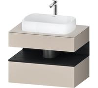Duravit Qatego Meuble sous-lavabo sur console, 1 tiroir, 1 tiroir, découpe au centre, 800x550x600mm, niche chêne noir, QA4730016910000, Couleur: Taupe mat