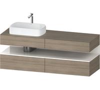 Duravit Qatego Meuble sous-lavabo sur console, 2 tiroirs, 2 tiroirs, découpe à gauche, 1600x550x600mm, niche blanc brillant, QA4777022350000, Couleur: Chêne Terra