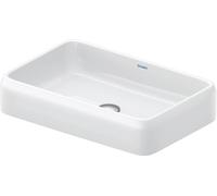 Duravit Qatego Aufsatzbecken 2383602079 60x40cm, sans trou pour robinetterie, trop-plein, banc pour robinetterie, rectifié, blanc brillant HygieneGlaze