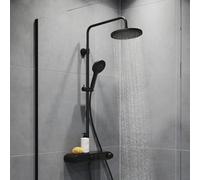 Duravit Shower Systems système de douche Shelf 1050, MinusFlow thermostat de douche, noir mat, TH4382008046
