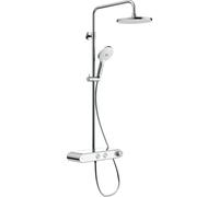 Duravit Colonne de douche Shelf 1050 TH4382008005 – Mitigeur thermostatique, MinusFlow, Chrome/Blanc
