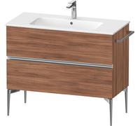Duravit Sivida bâti-support pour lavabo, 2 tiroirs, poignée profilée chromée, 1010x477x591mm, pour ME by Starck, SV4645010790000, Couleur: Noyer mat