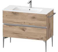 Duravit Sivida bâti-support pour lavabo, 2 tiroirs, poignée profilée chromée, 1010x477x591mm, pour ME by Starck, SV4645010550000, Couleur: ChÃªne marbrÃ©