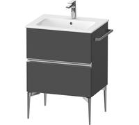 Duravit Sivida bâti-support pour lavabo, 2 tiroirs, poignée profilée chromée, 610x477x591mm, pour ME by Starck, SV4643010490000, Couleur: Graphite mat