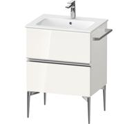 Duravit Sivida bâti-support pour lavabo, 2 tiroirs, poignée profilée chromée, 610x477x591mm, pour ME by Starck, SV4643010220000, Couleur: Blanc brillant