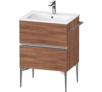 Duravit Sivida bâti-support pour lavabo, 2 tiroirs, poignée profilée chromée, 610x477x591mm, pour ME by Starck, SV4643010790000, Couleur: Noyer mat