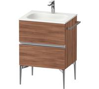 Duravit Sivida bâti-support pour lavabo, 2 tiroirs, poignée profilée chromée, 610x477x592mm, pour Sivida, SV4650010790000, Couleur: Noyer mat