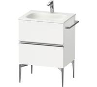 Duravit Sivida bâti-support pour lavabo, 2 tiroirs, poignée profilée chromée, 610x477x592mm, pour Sivida, SV4650010180000, Couleur: Blanc Mat