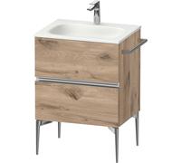 Duravit Sivida bâti-support pour lavabo, 2 tiroirs, poignée profilée chromée, 610x477x592mm, pour Sivida, SV4650010550000, Couleur: ChÃªne marbrÃ©