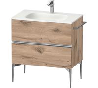 Duravit Sivida bâti-support pour lavabo, 2 tiroirs, poignée profilée chromée, 810x477x592mm, pour Sivida, SV4651010550000, Couleur: ChÃªne marbrÃ©