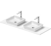 Duravit Sivida double lavabo Set carré in onsole 1350x500x123mm, 2680213200, Couleur: Plan de toilette Intérieur : Blanc satiné, extérieur : blanc satiné ; console : Blanc