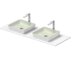 Duravit Sivida double lavabo Set carré in onsole 1350x500x123mm, 268021FG00, Couleur: Plan de toilette Intérieur : Vert pâle mat, extérieur : blanc satiné ; console : Blanc