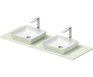 Duravit Sivida double lavabo Set carré in onsole 1350x500x123mm, 268021FH00, Couleur: Plan de toilette intérieur : Blanc satiné, extérieur : vert pâle mat ; console : Vert pâle